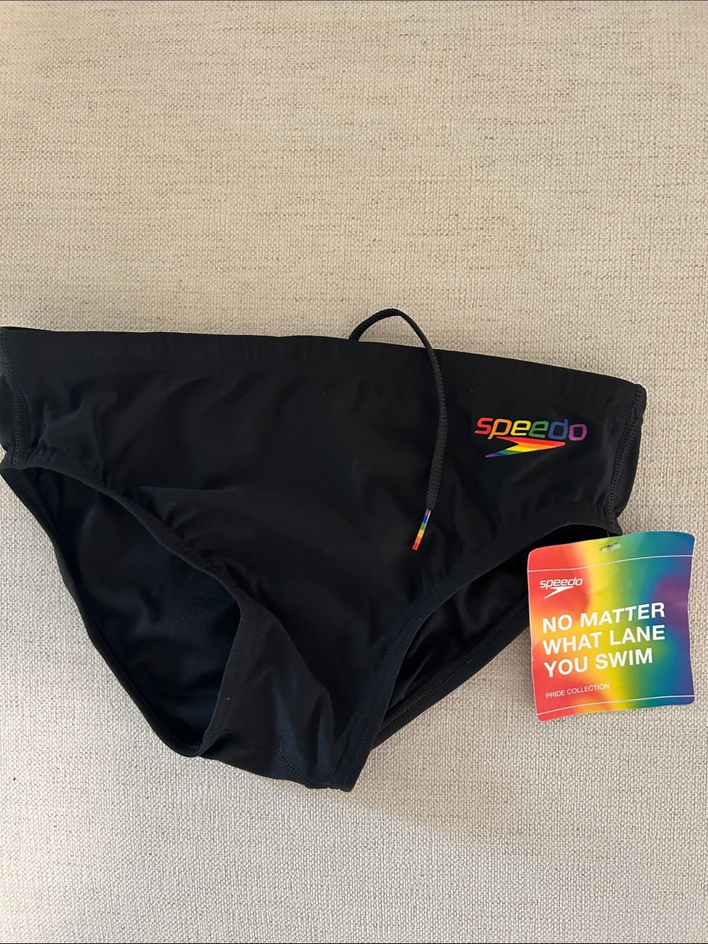 Speedo young men Black Pride swim suit, size 28, NWT